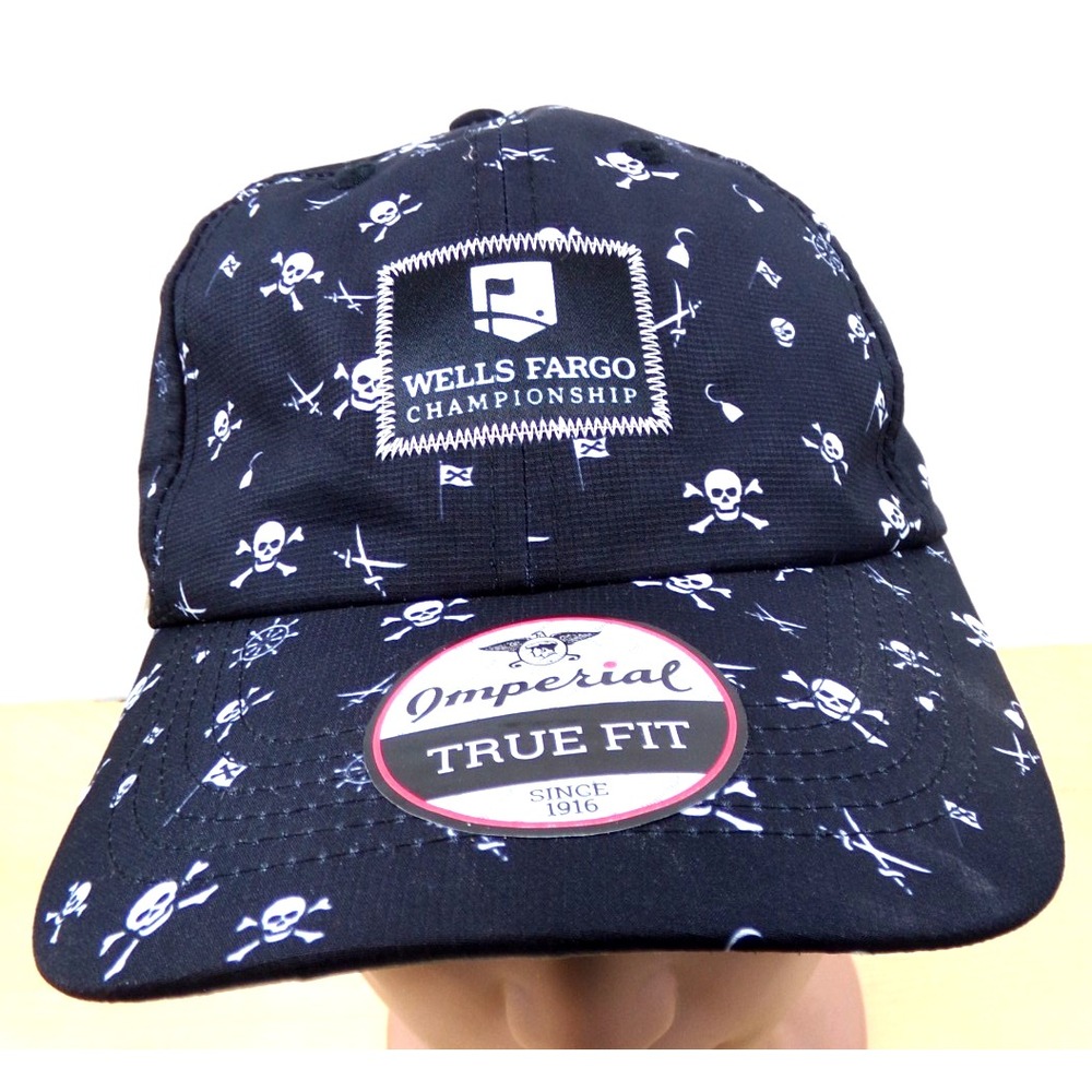 Imperial Cap Hat Wells Fargo Golf Championship Black with Skull & Crossbones NWT
